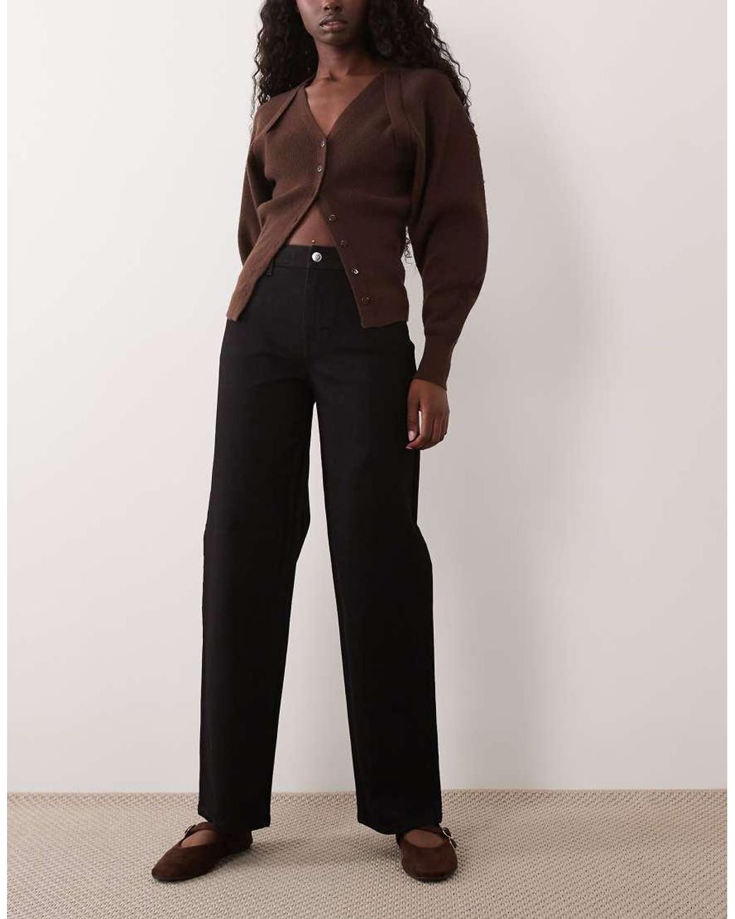 Miss Selfridge Black Mid Rise Straight Leg Jeans