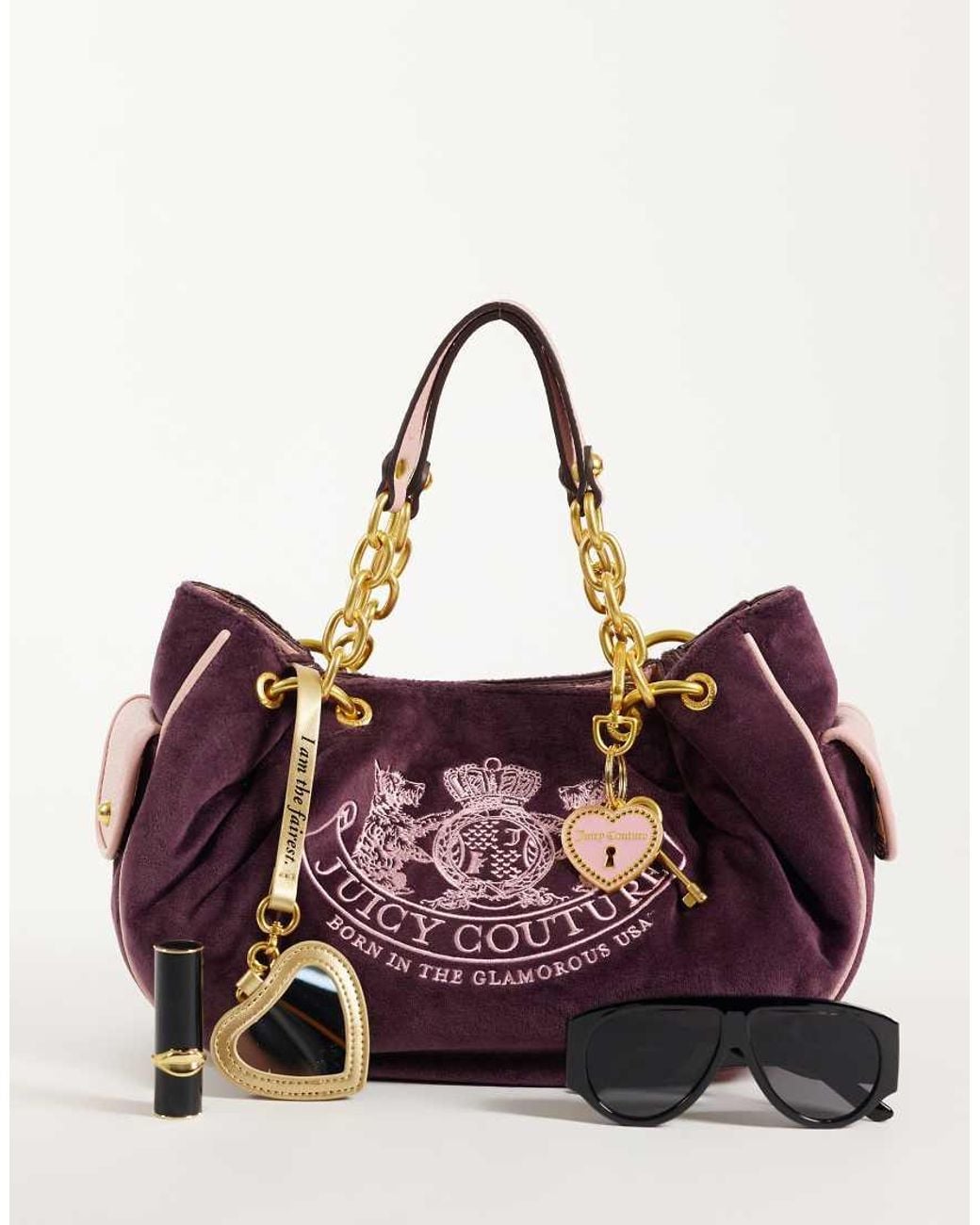 Juicy Couture Purple Logo Medium Double Handle Shoulder Bag