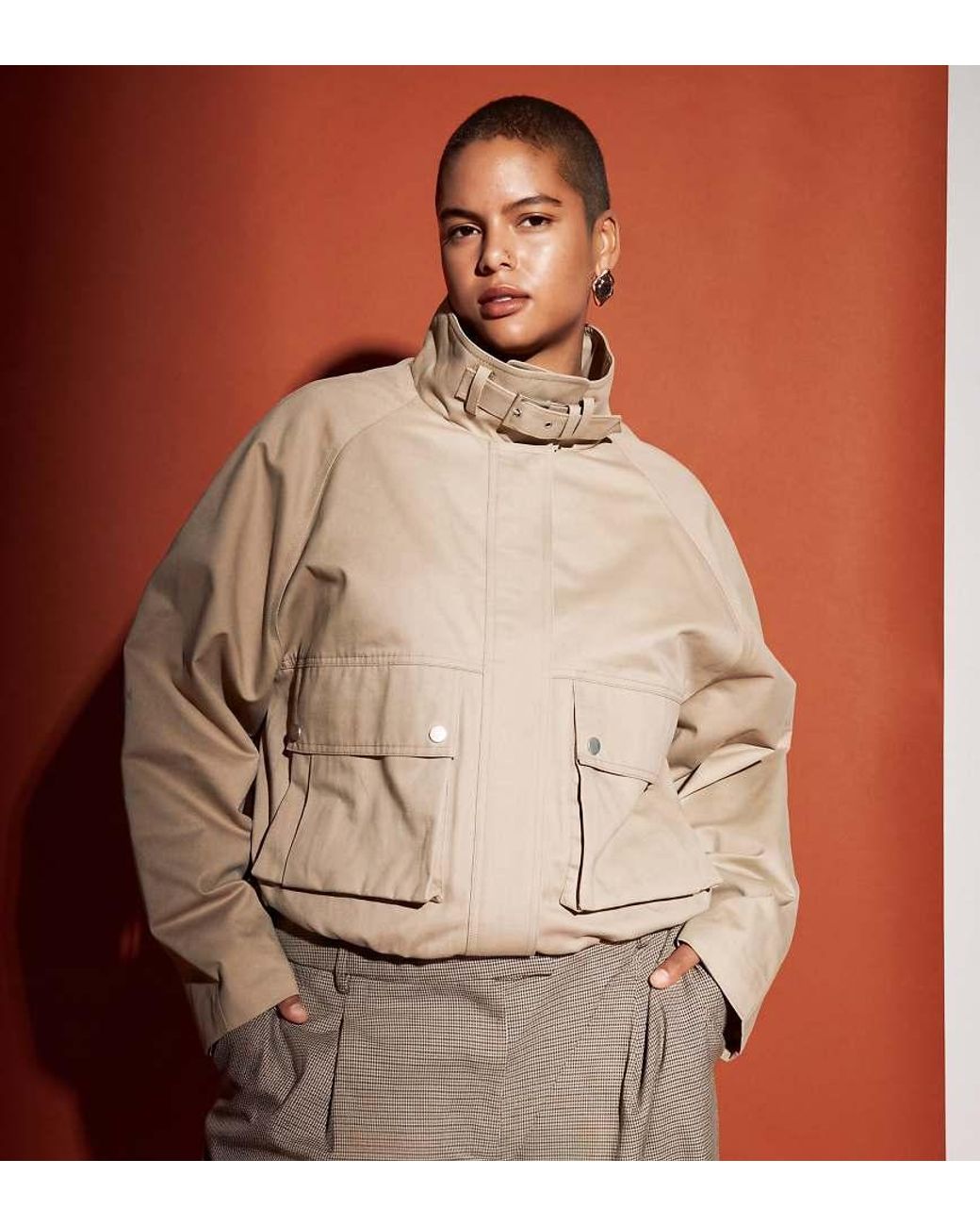 ASOS Brown Asos Design Curve 80's Utility Short Trench Jacket