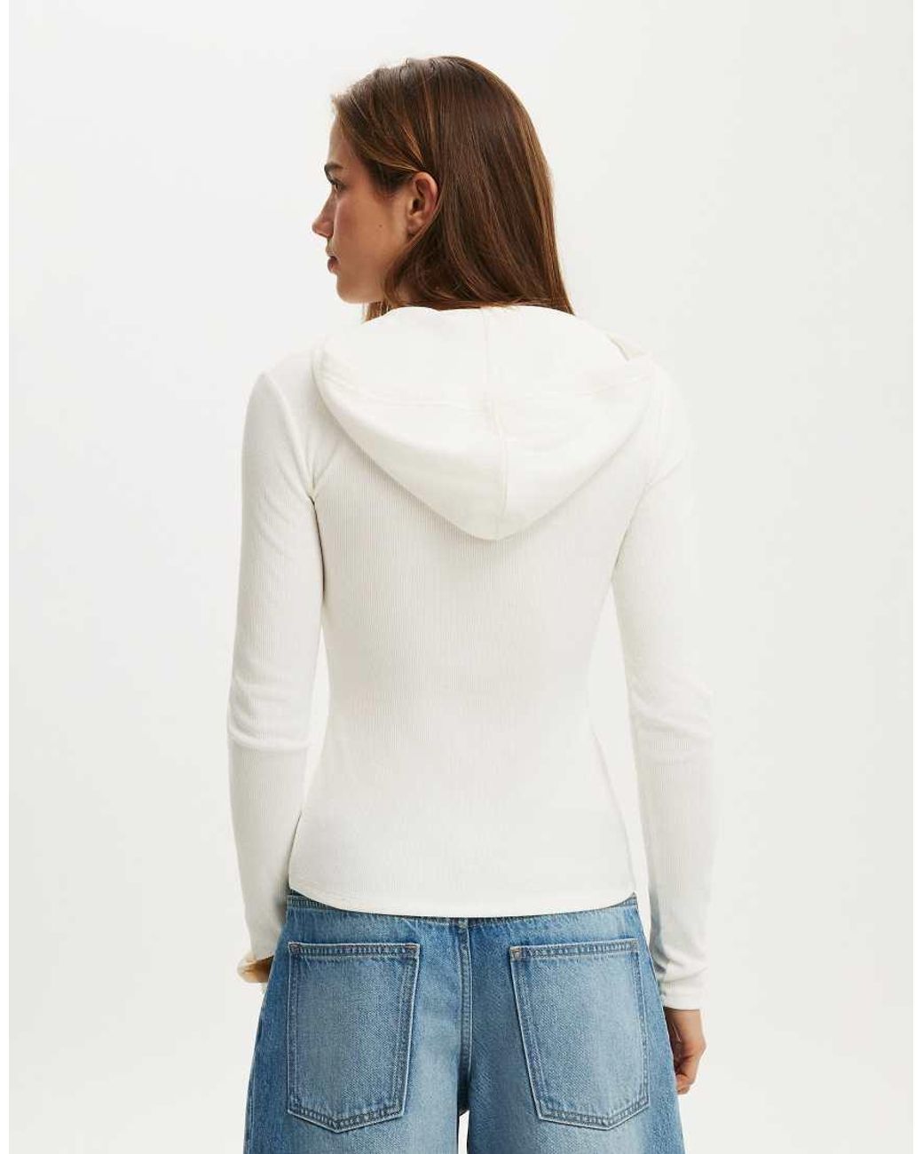 Cotton On White Hooded Blake Henley Long Sleeve