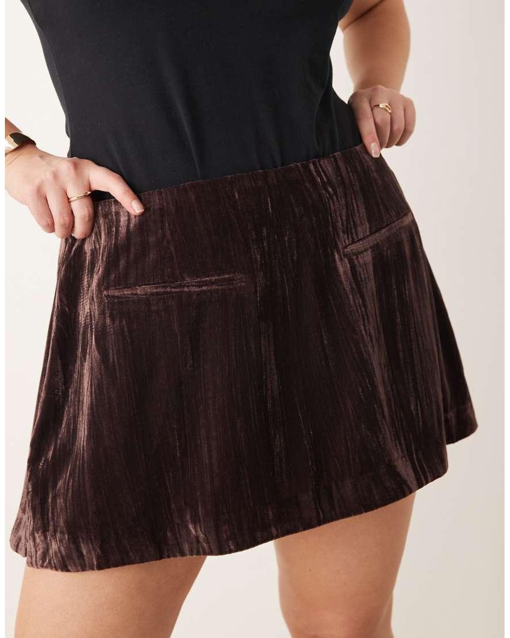 ASOS Black Curve Tailored Velvet Skort Co-Ord
