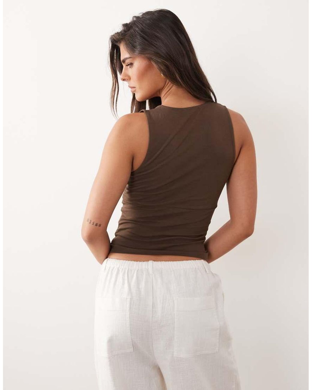 The Frolic Brown Exclusive Halterneck Plunge Top