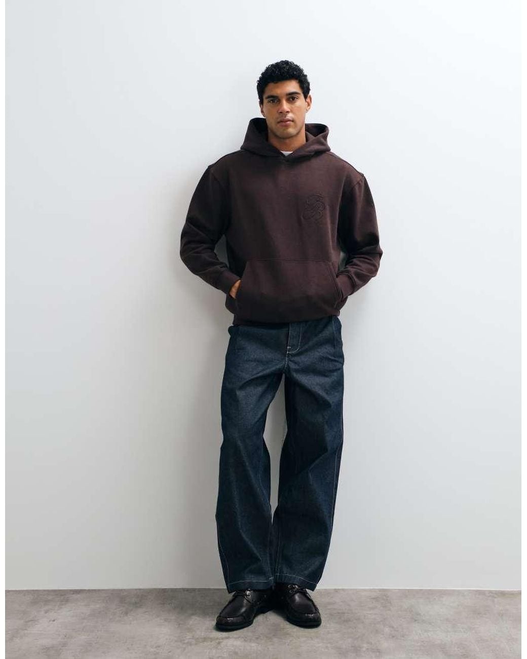 Threadbare Blue Classic Relaxed Fit Hoodie for men