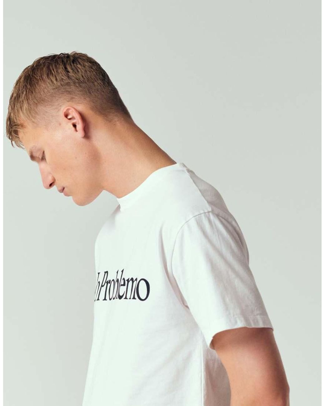 No Problemo Gray 100% Cotton T-shirt With Logo Print for men