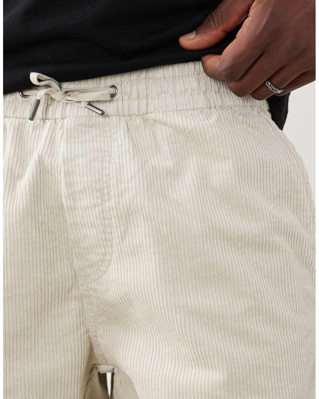 Only & Sons White Pull On Corduroy Shorts for men