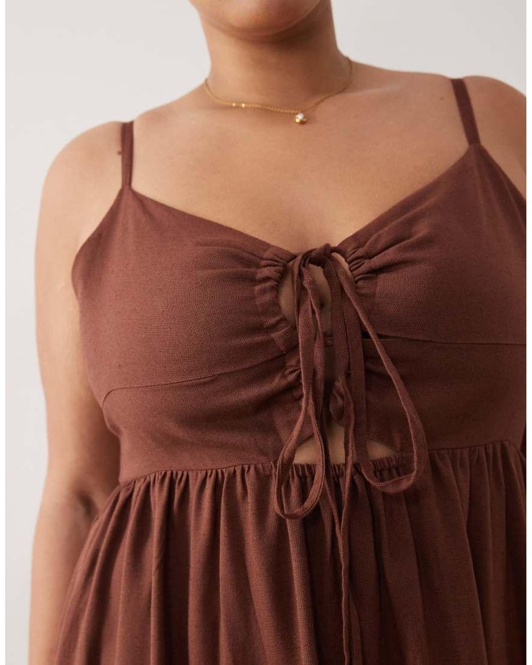 Esmee Curve Brown Tiered Maxi Beach Dress