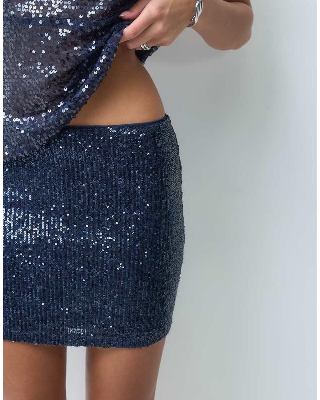 ASOS Blue Allover Sequin Micro Mini Skirt