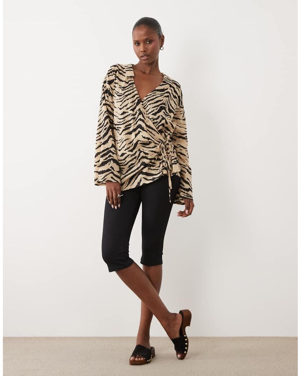ASOS Metallic Crinkle Tie Front Cover Up