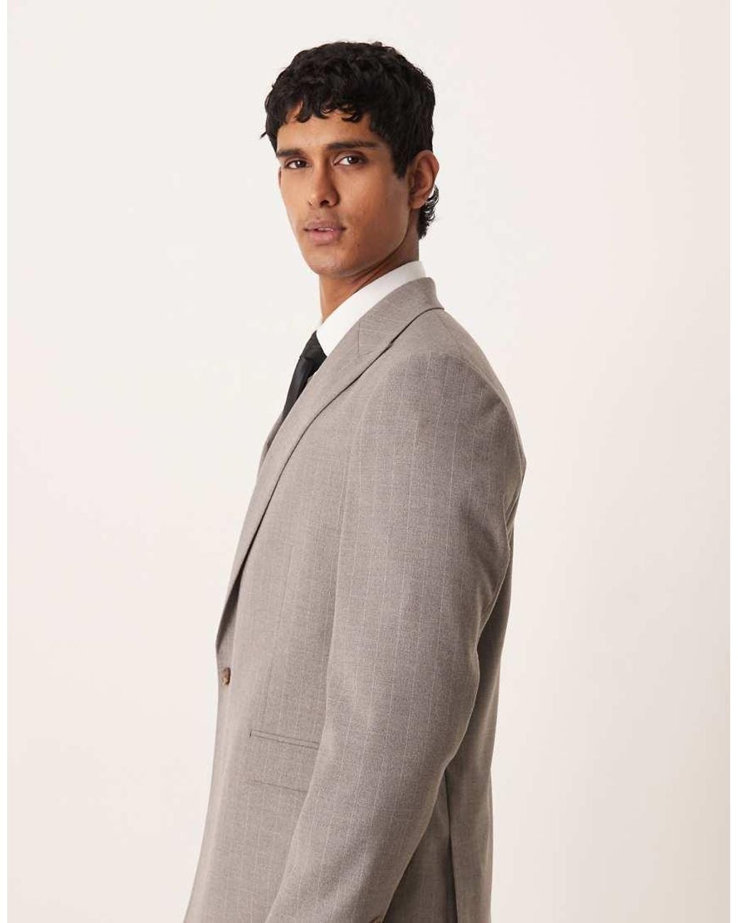 ASOS Gray Double Breasted Wrap Regular Suit Jacket for men