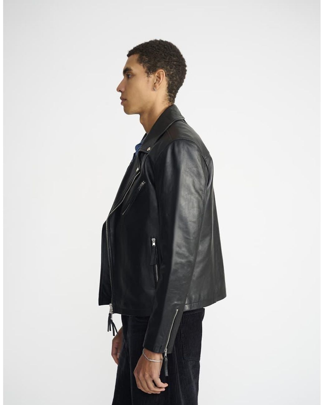 Bolongaro Trevor Black Real Leather Ryder Biker for men