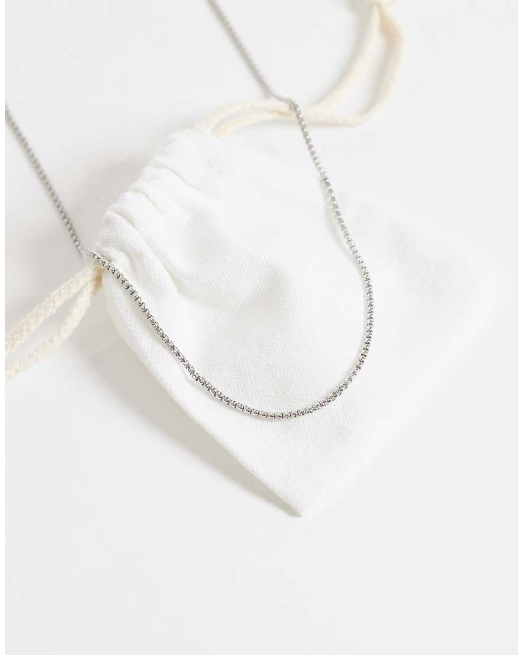 ASOS White Waterproof Stainless Steel Slim Rope Chain Necklace for men