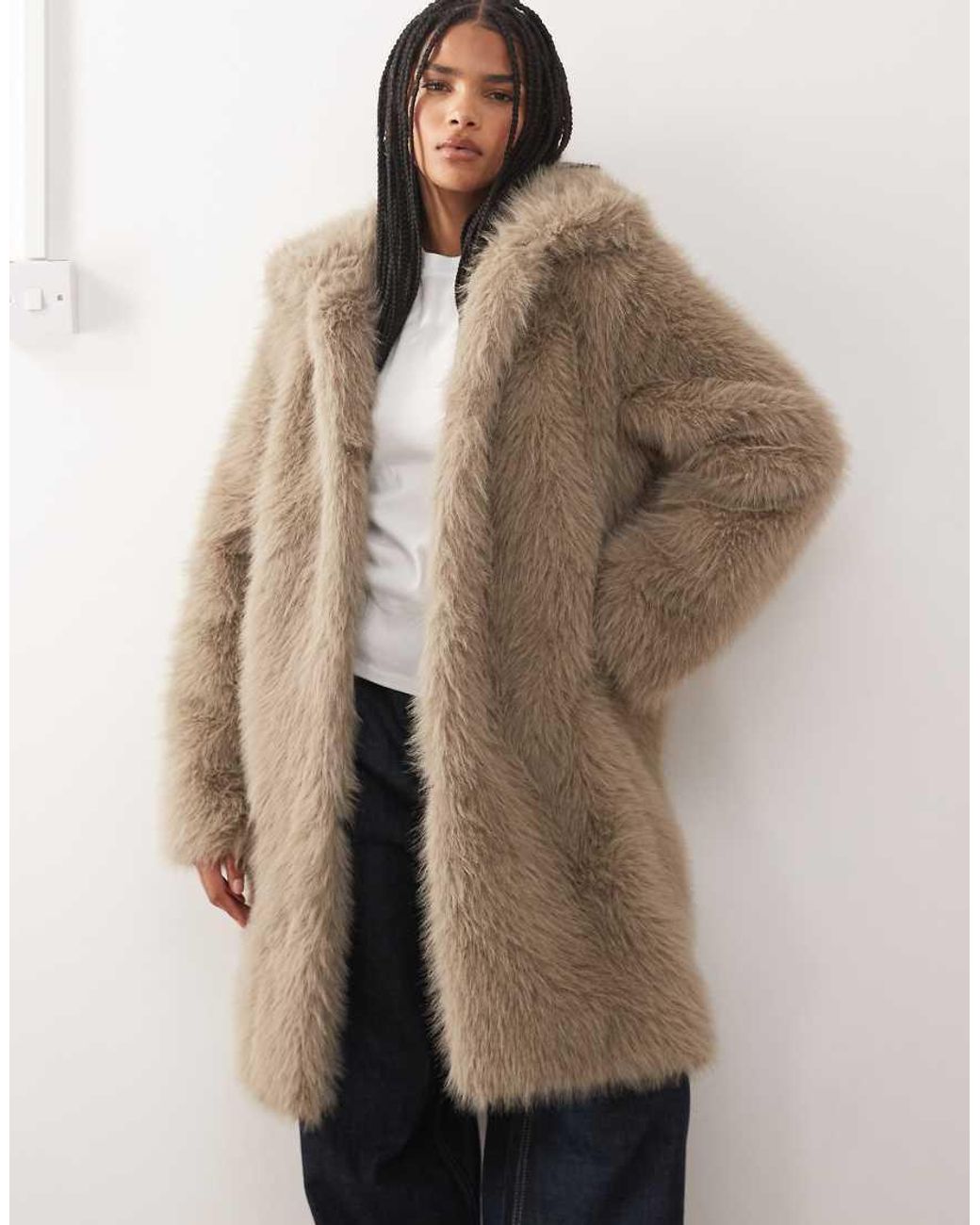 Noisy May Natural Faux Fur Coat