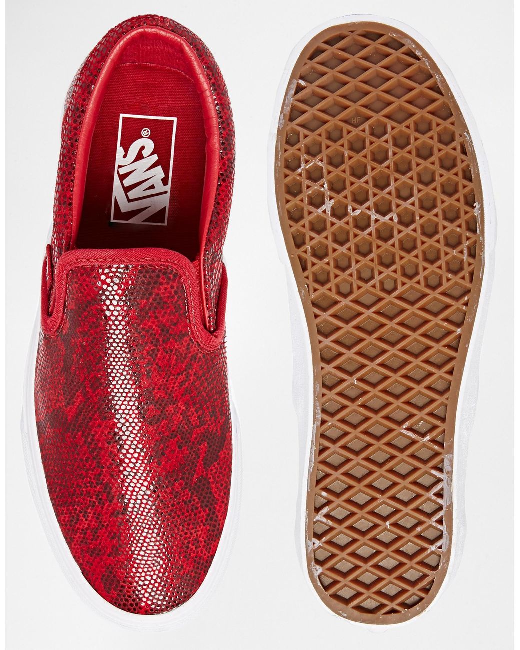 Vans Classic Pebble Snake Slip On Trainers in Red | Lyst