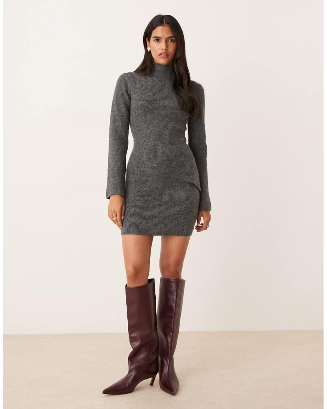 Pretty Lavish Gray Knit Mini Skirt