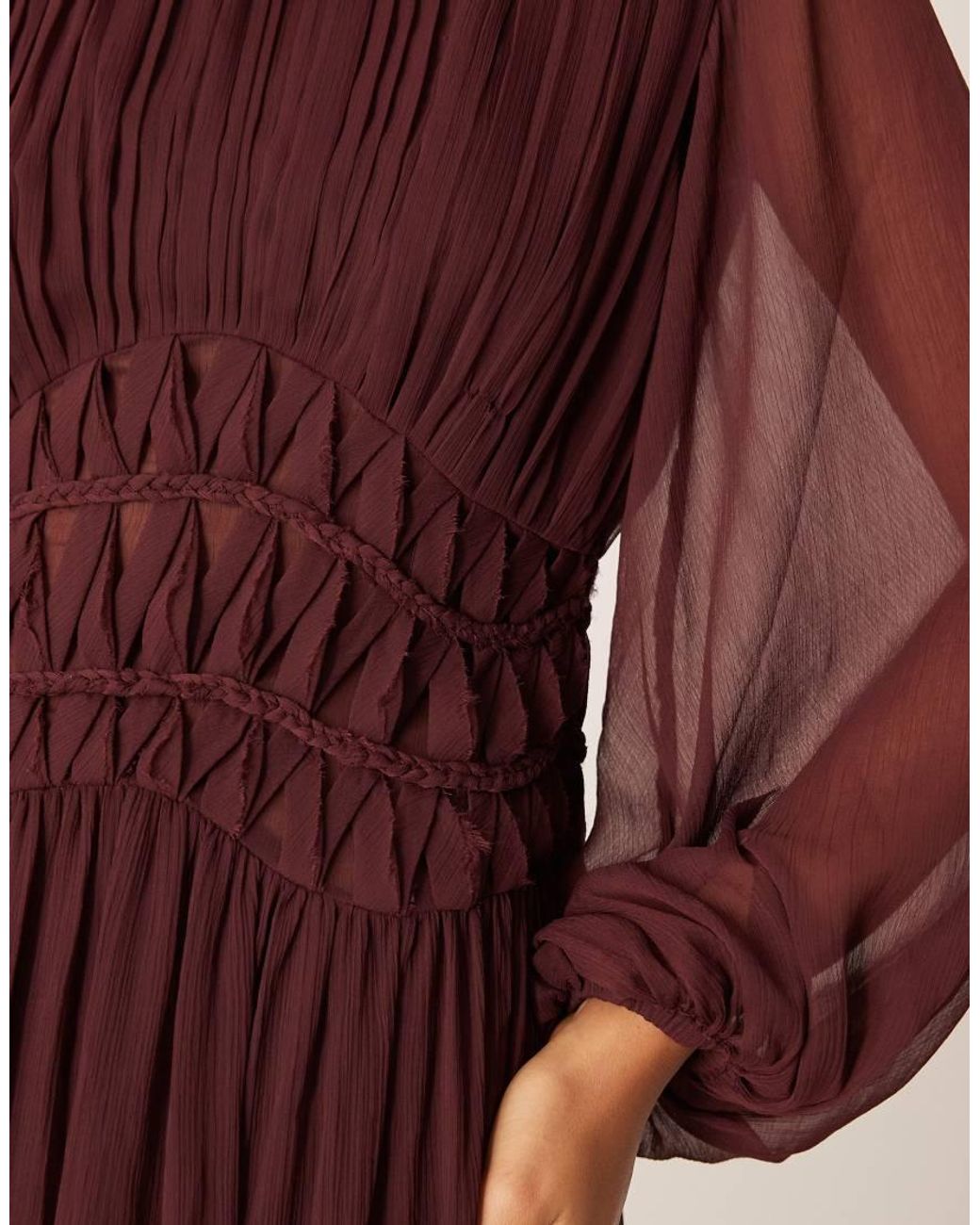 ASOS Red Macrame Waisted Detail Maxi Dress