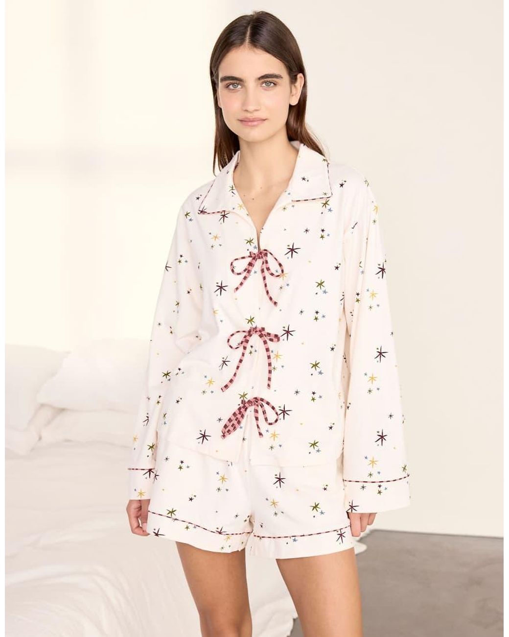 Chelsea Peers Natural Cotton Starlight Print Short Pyjama Set