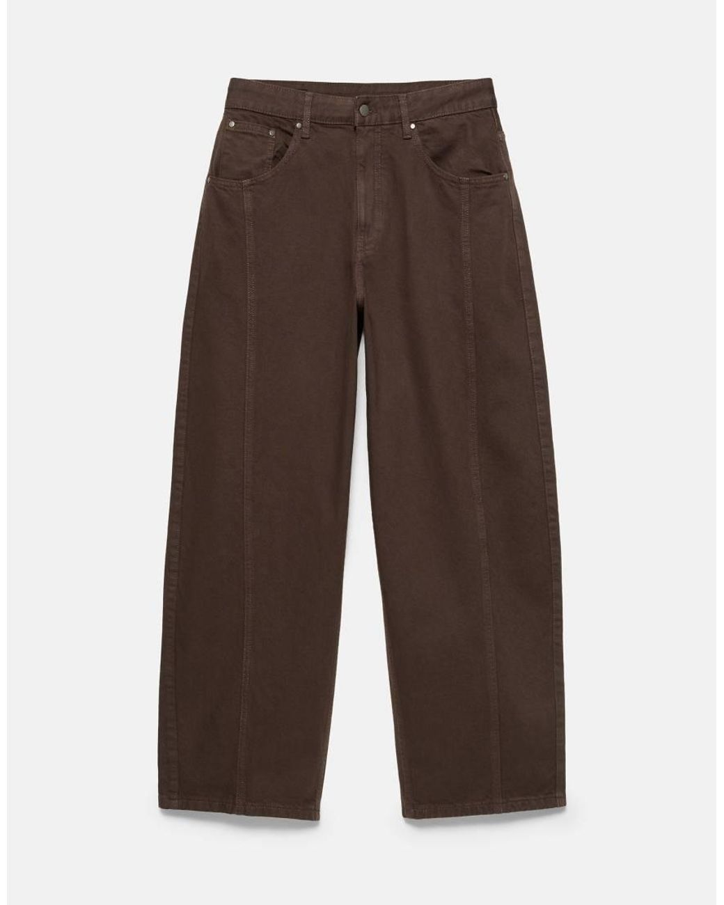 Pull&Bear Green Front Seam Barrel Jeans for men