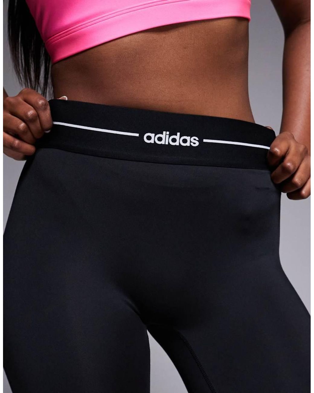 Adidas Originals Pink Adidas Training Hyperglam Linear Full Length leggings