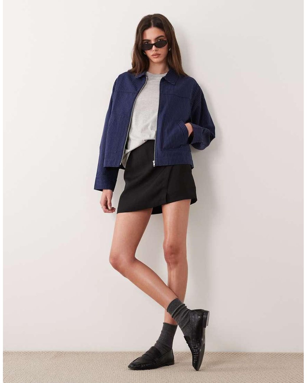 ASOS Blue Top Collar Zip Through Jacket