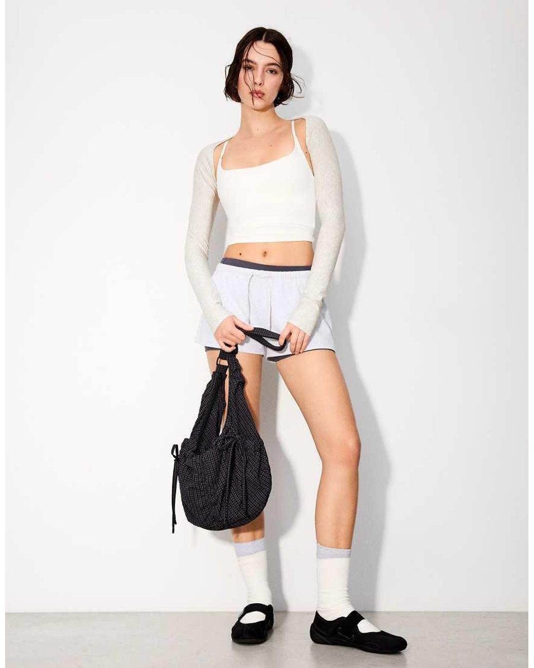 Bershka White Long-sleeved Bolero Jumper Jacket