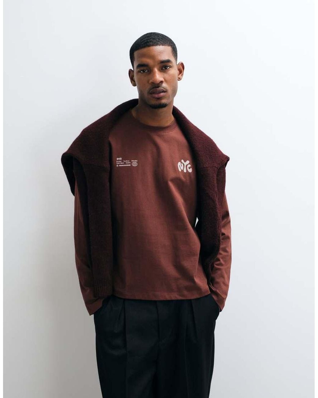 ASOS Red Boxy Oversized Long Sleeve T-shirt With City Graphic for men
