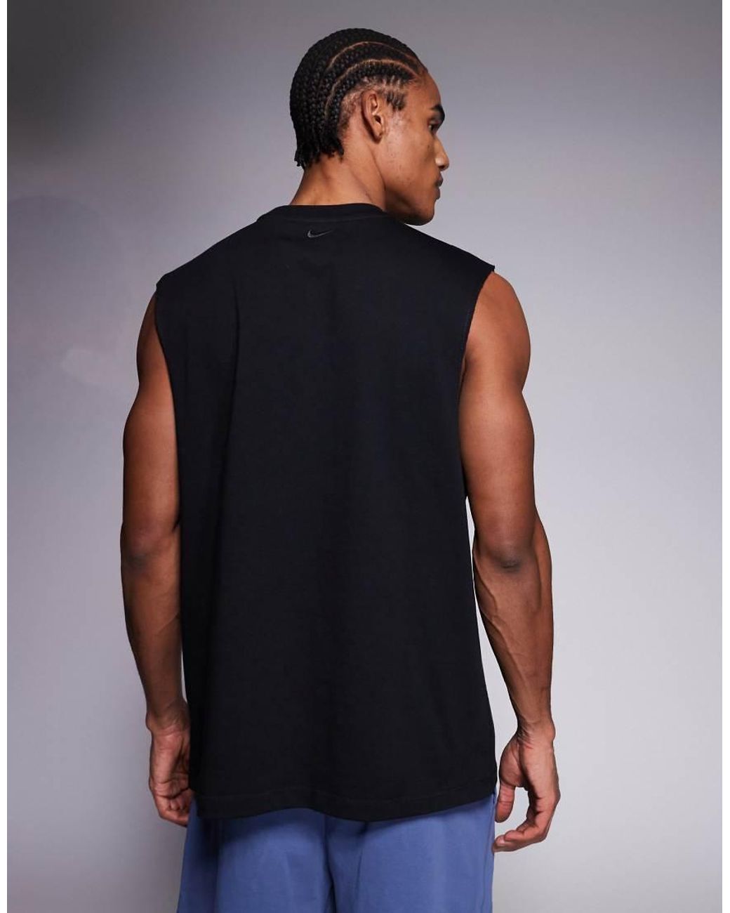 Nike Gray Athletic Club Chest Logo Tank Top for men