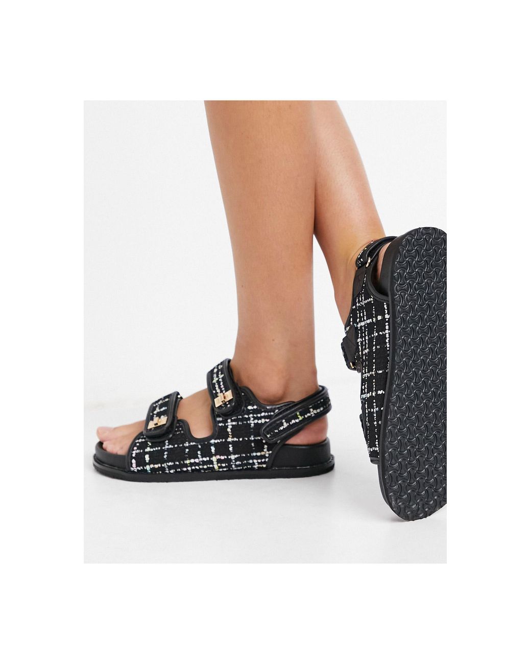 Public Desire Carmen Chunky Grandad Sandals in Black | Lyst