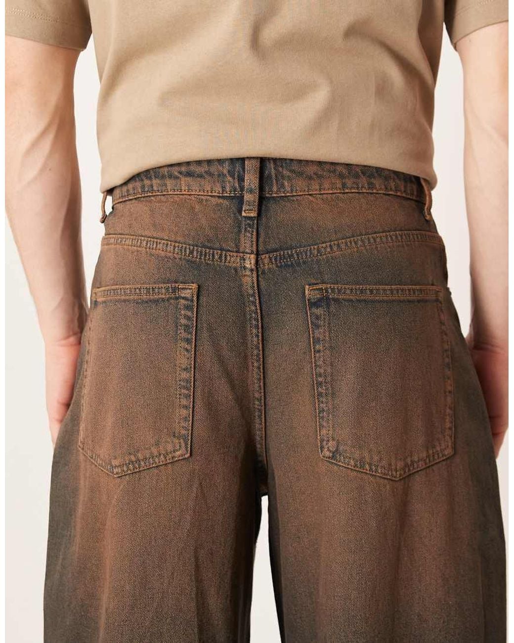ASOS Brown Barrel Fit Jeans for men