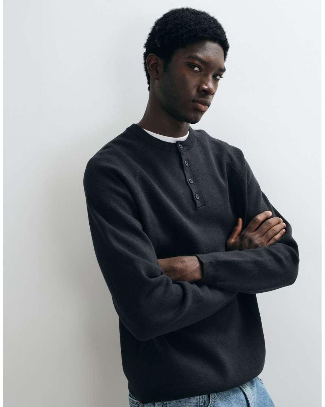 ASOS Blue Relaxed Knitted Henley for men