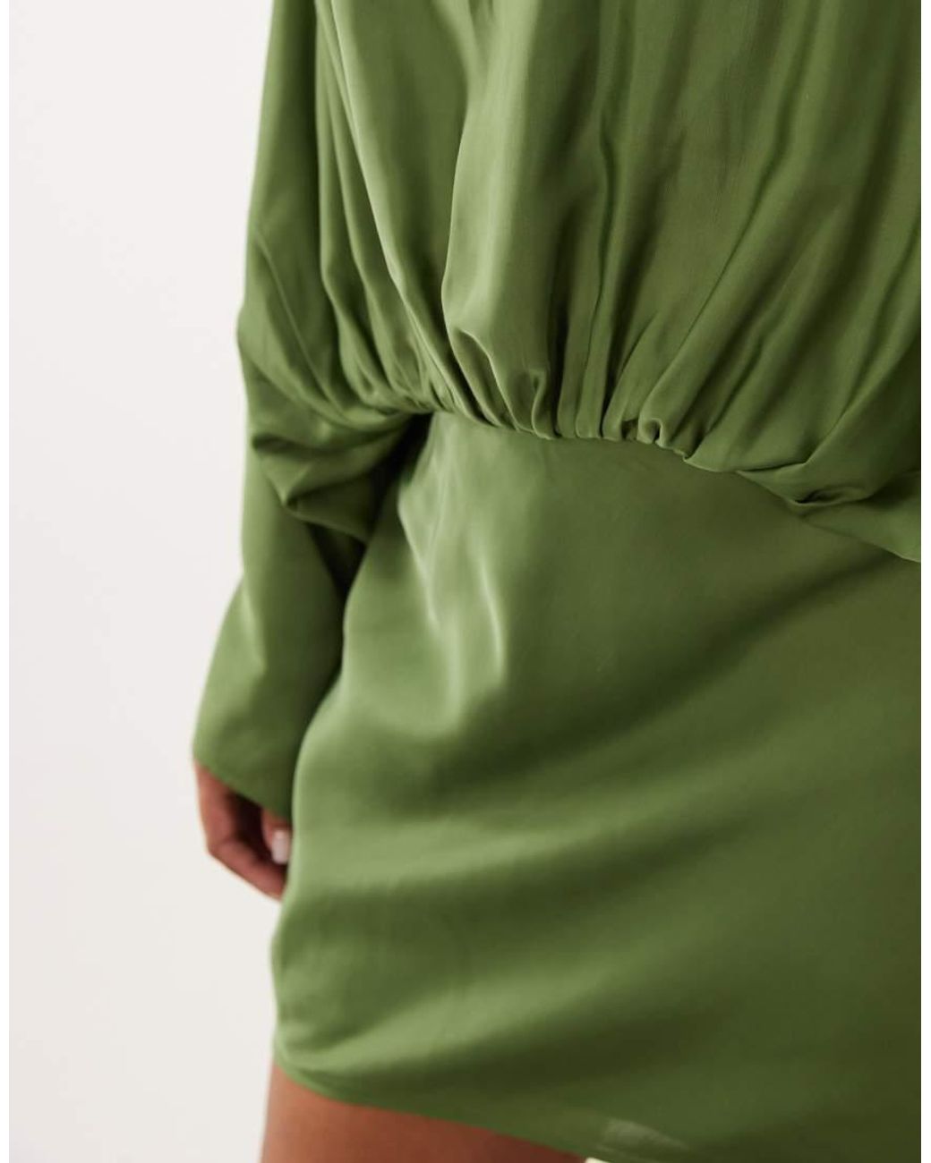 ASOS Green Asos Design Curve Cape Sleeve Open Back Mini Dress With Tassels