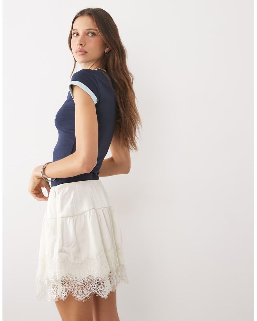 Abercrombie & Fitch White Boho Ruffle Rara Skirt With Built
