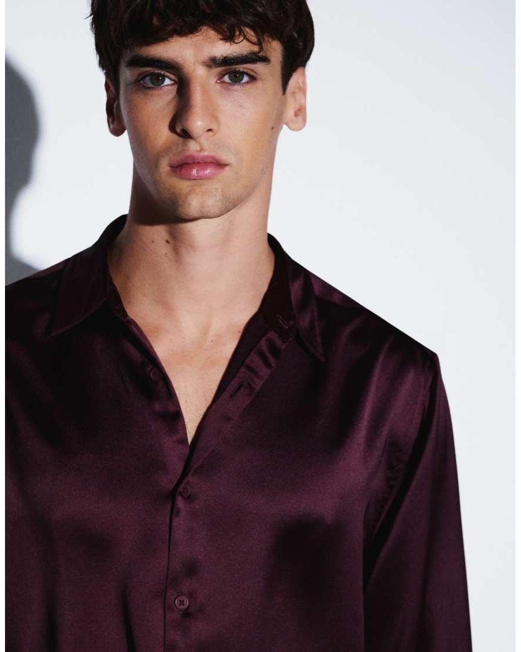 ASOS Black Relaxed Satin Shirt for men