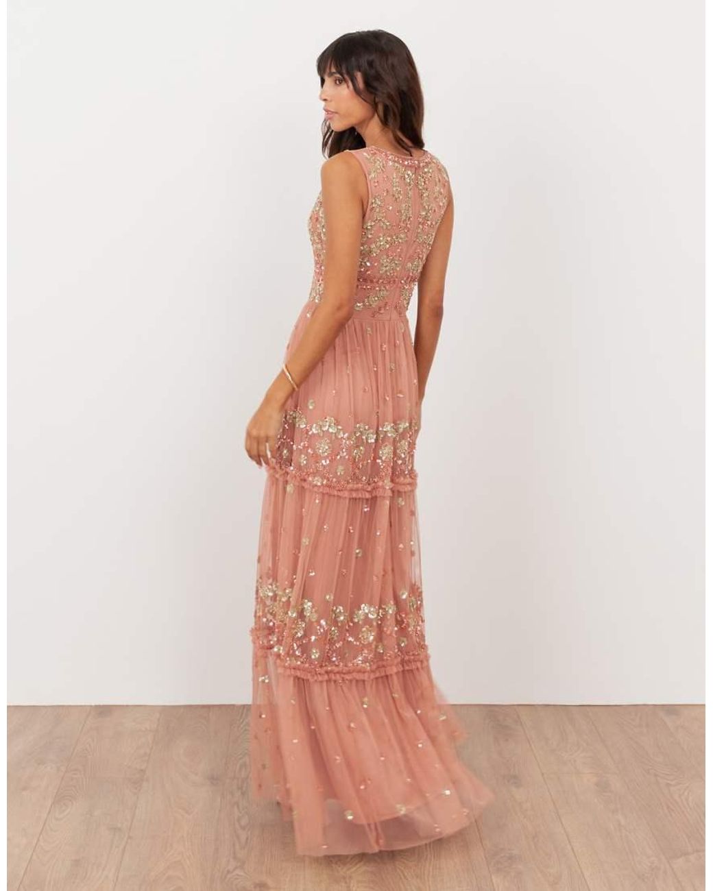 Maya Pink Embellished Sleeveless Maxi Dress