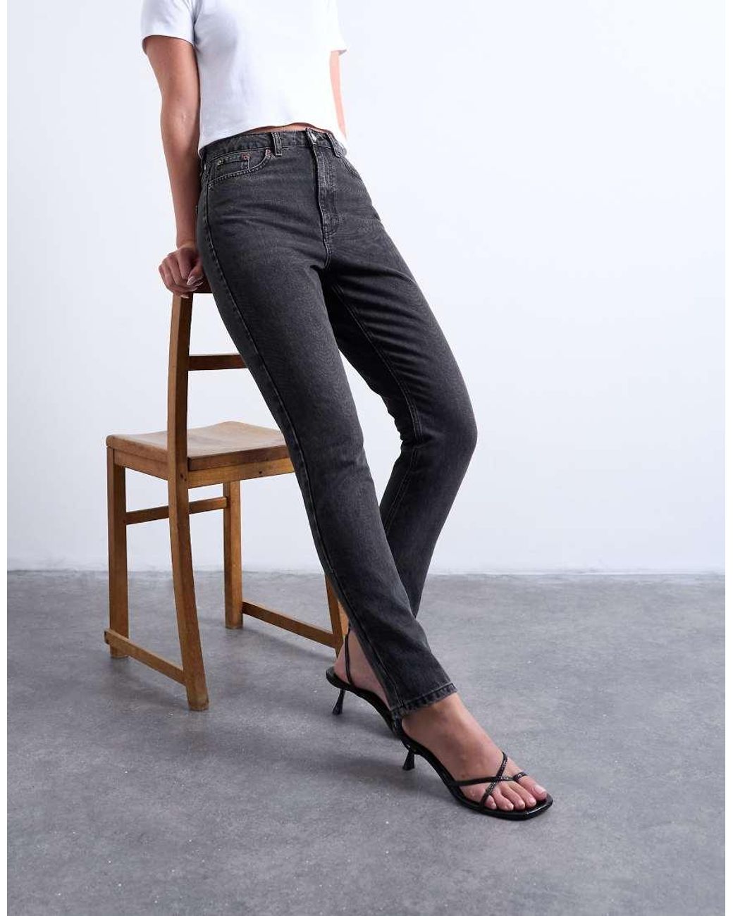 Topshop Hourglass Black Original High Rise Mom Jean