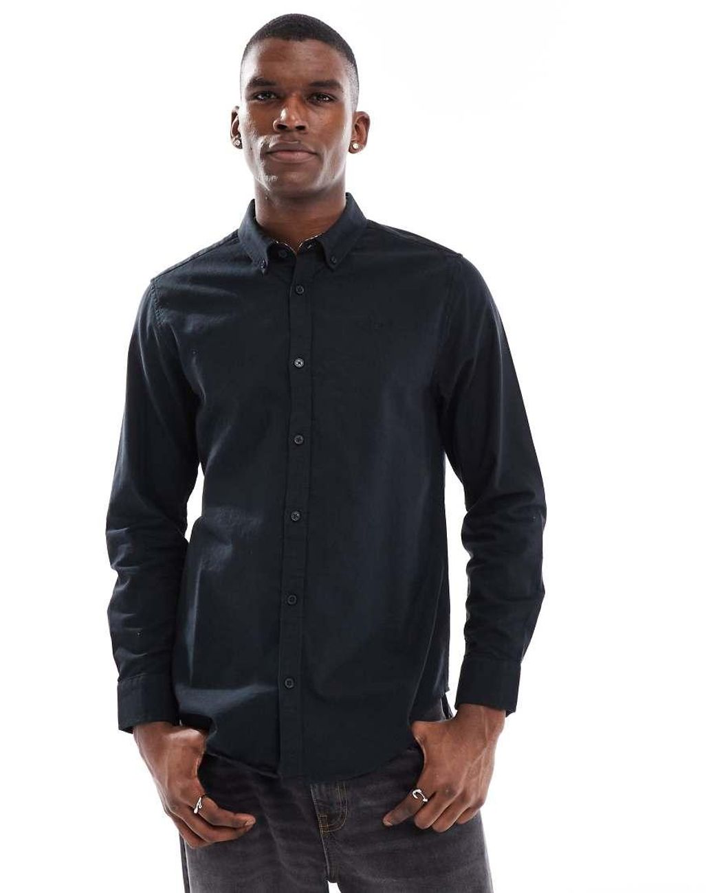 Threadbare Blue Long Sleeve Shirt for men