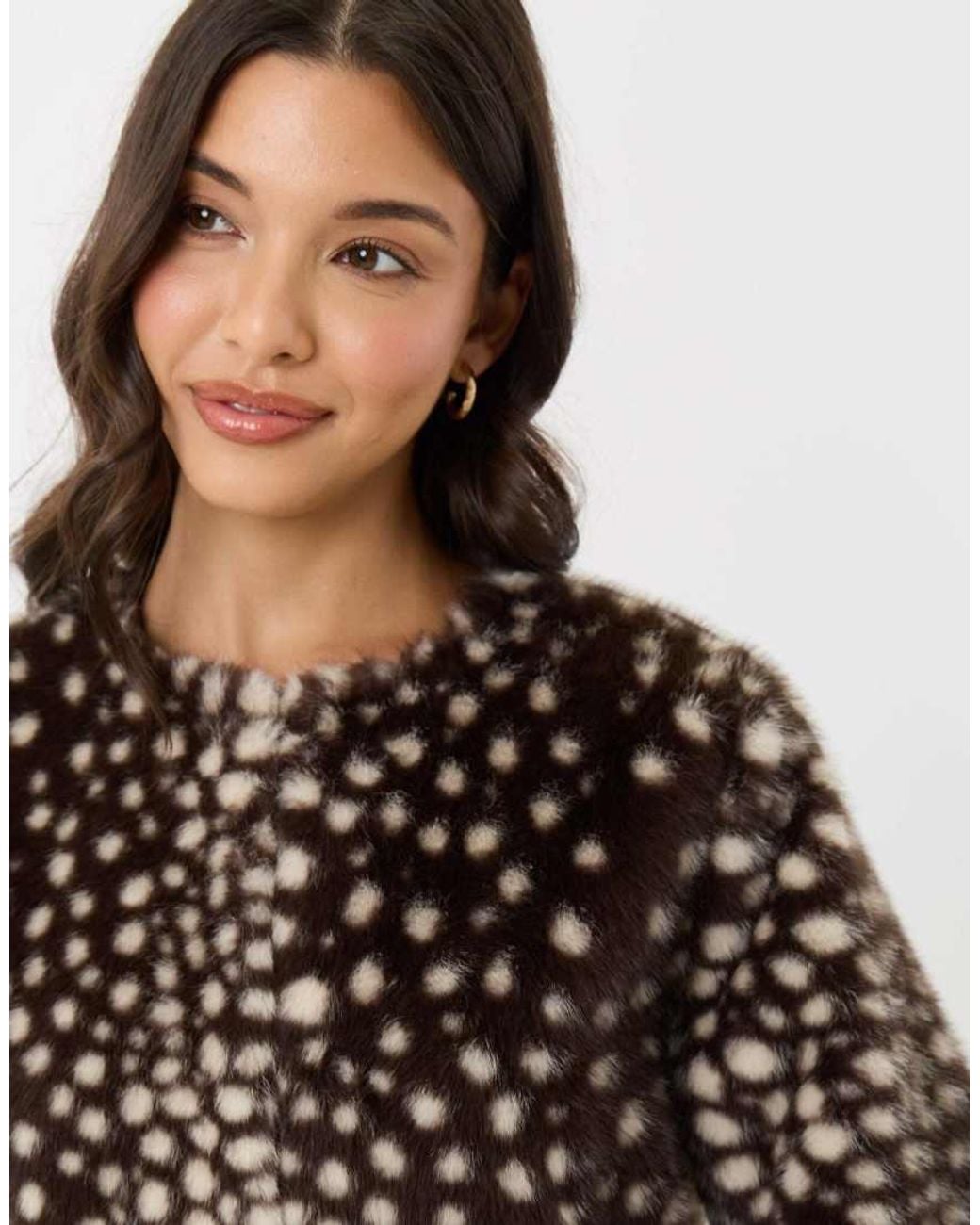 Threadbare Black Collarless Faux Fur Jacket