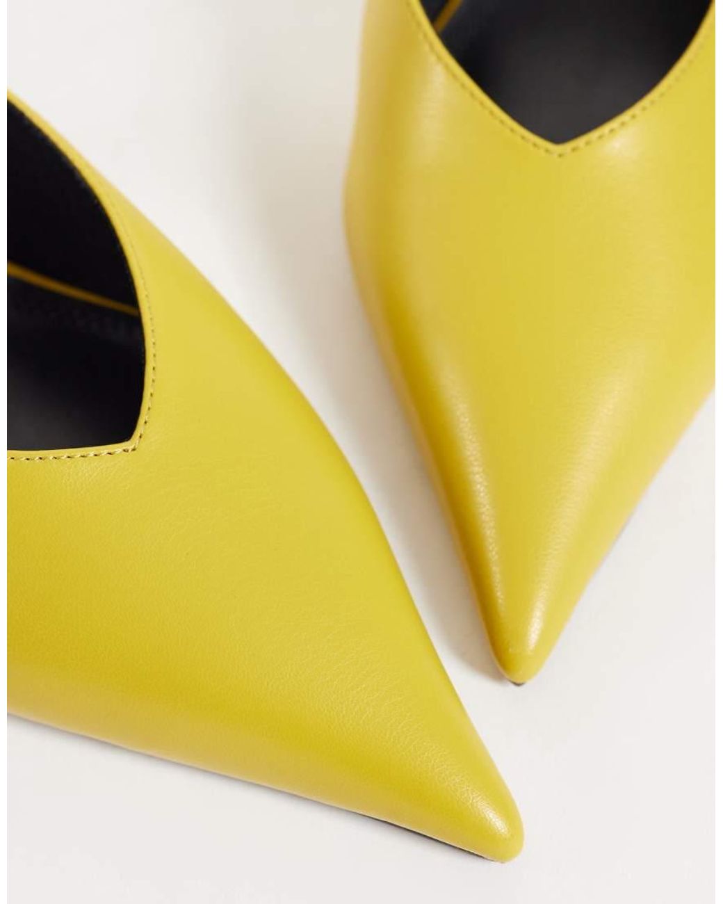 ASOS Yellow Surprise Pointed Kitten Heeled Mules