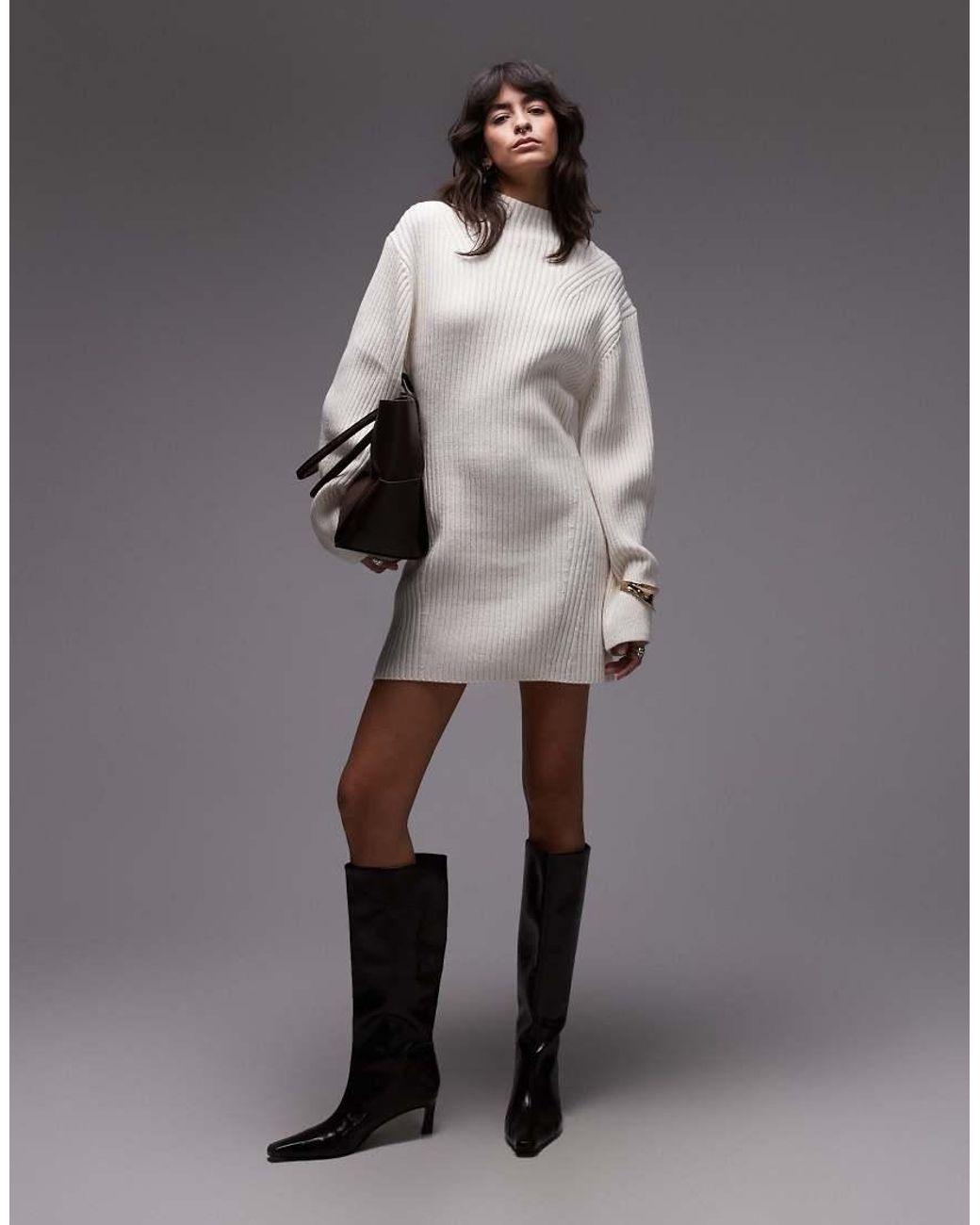 slim fit dress slacks Beige Open Twist Back Knit Midi Dress main image 0