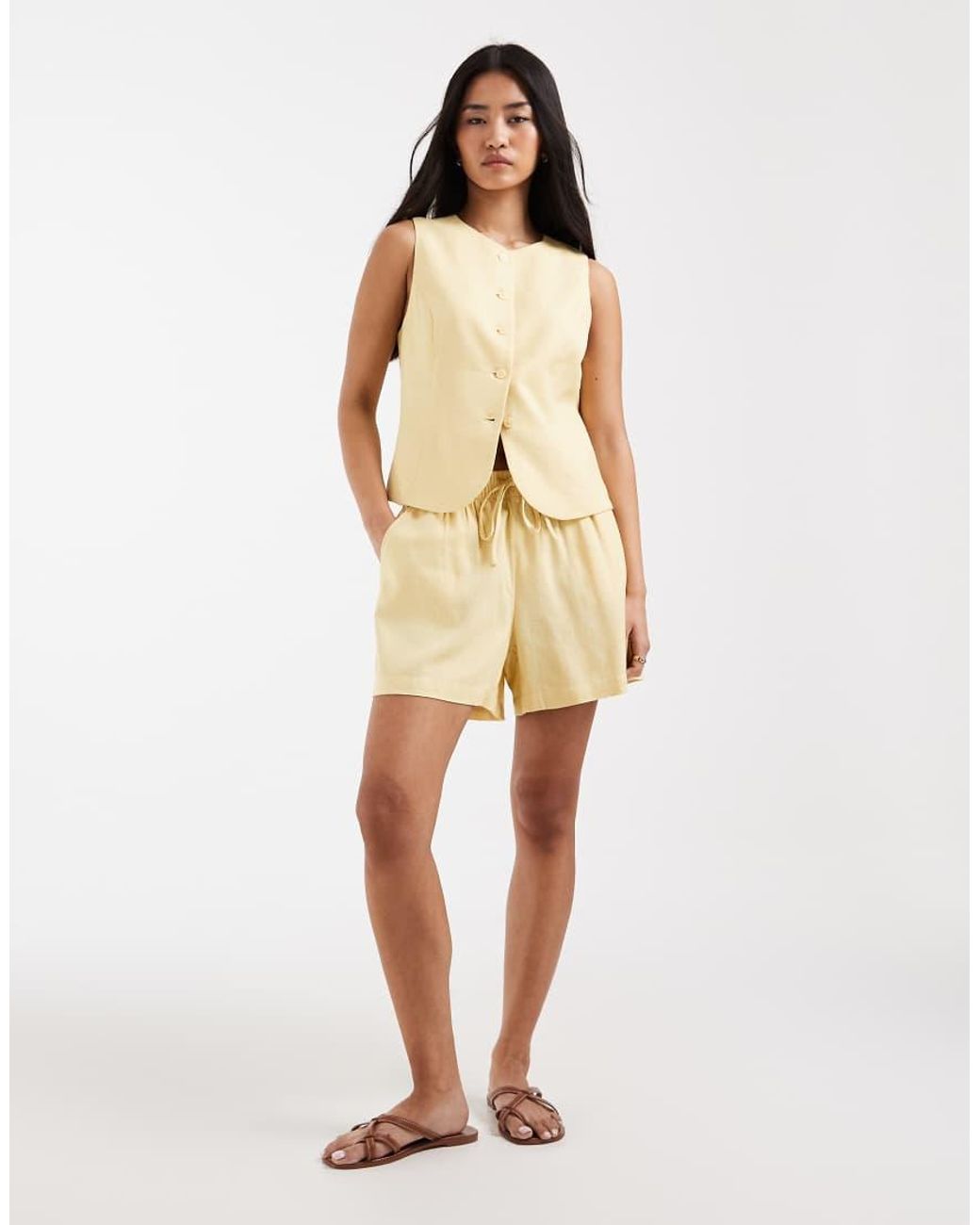 ONLY Natural Linen Blend Shorts