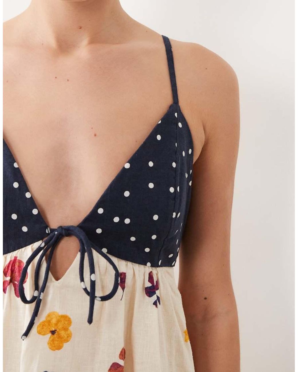 Abercrombie & Fitch Natural Strappy Flowy Mini Dress Skort With Built-in Bra