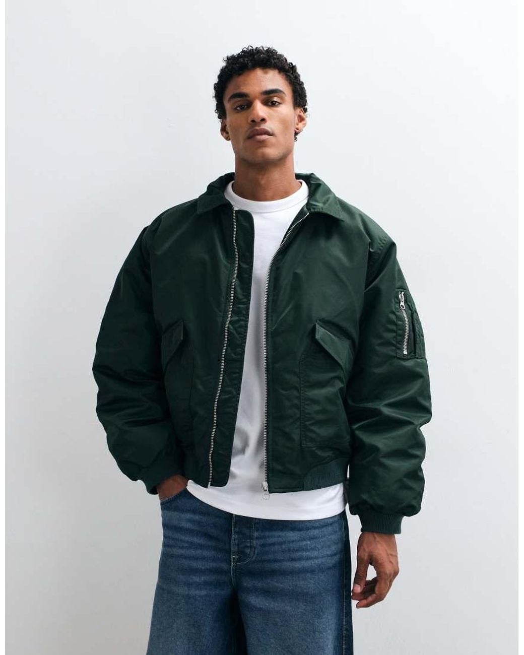 ASOS Oversized Bomberjack in het Blue voor heren