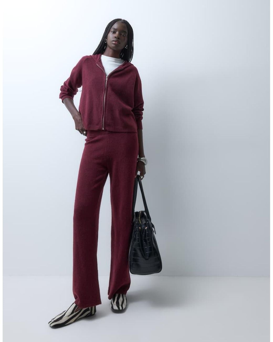 Vero Moda Red Zip Front Knitted Hoodie Co-ord