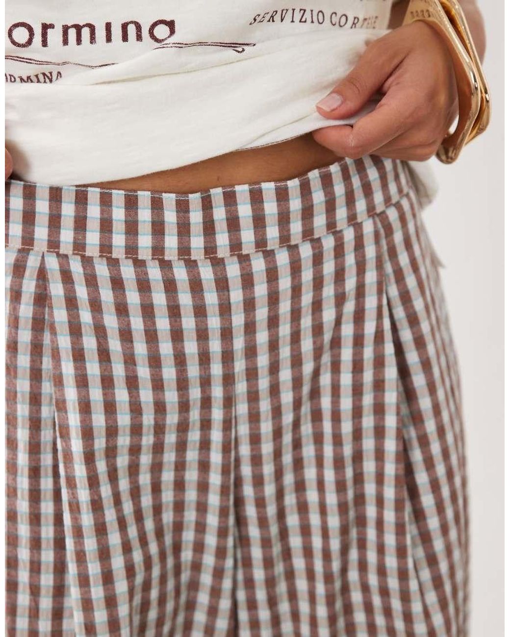 ASOS Multicolor Asos Design Petite Seersucker Volume Trouser