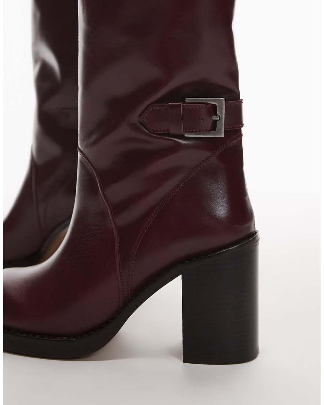 ASOS Red Casper Premium Leather Round Toe Knee Boots