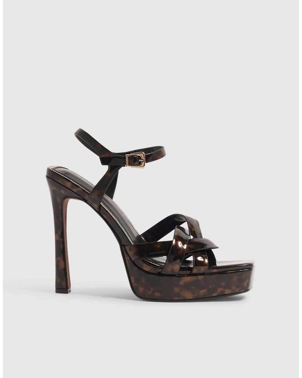 River Island Brown Shell Platform Heeled Sandals
