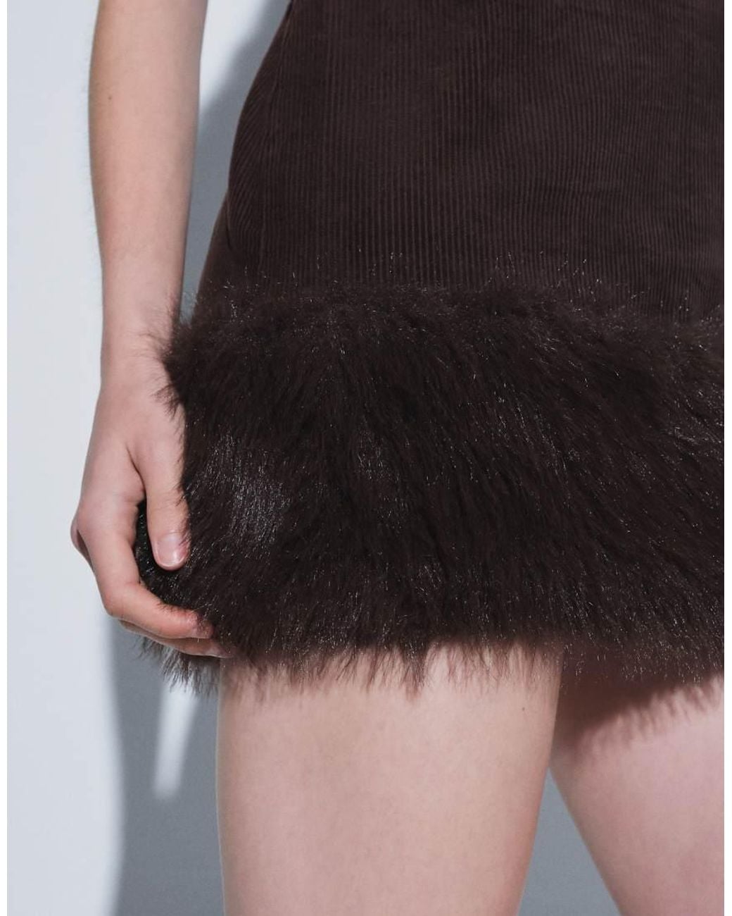 ASOS Black Fur Hem Mini Shift Dress