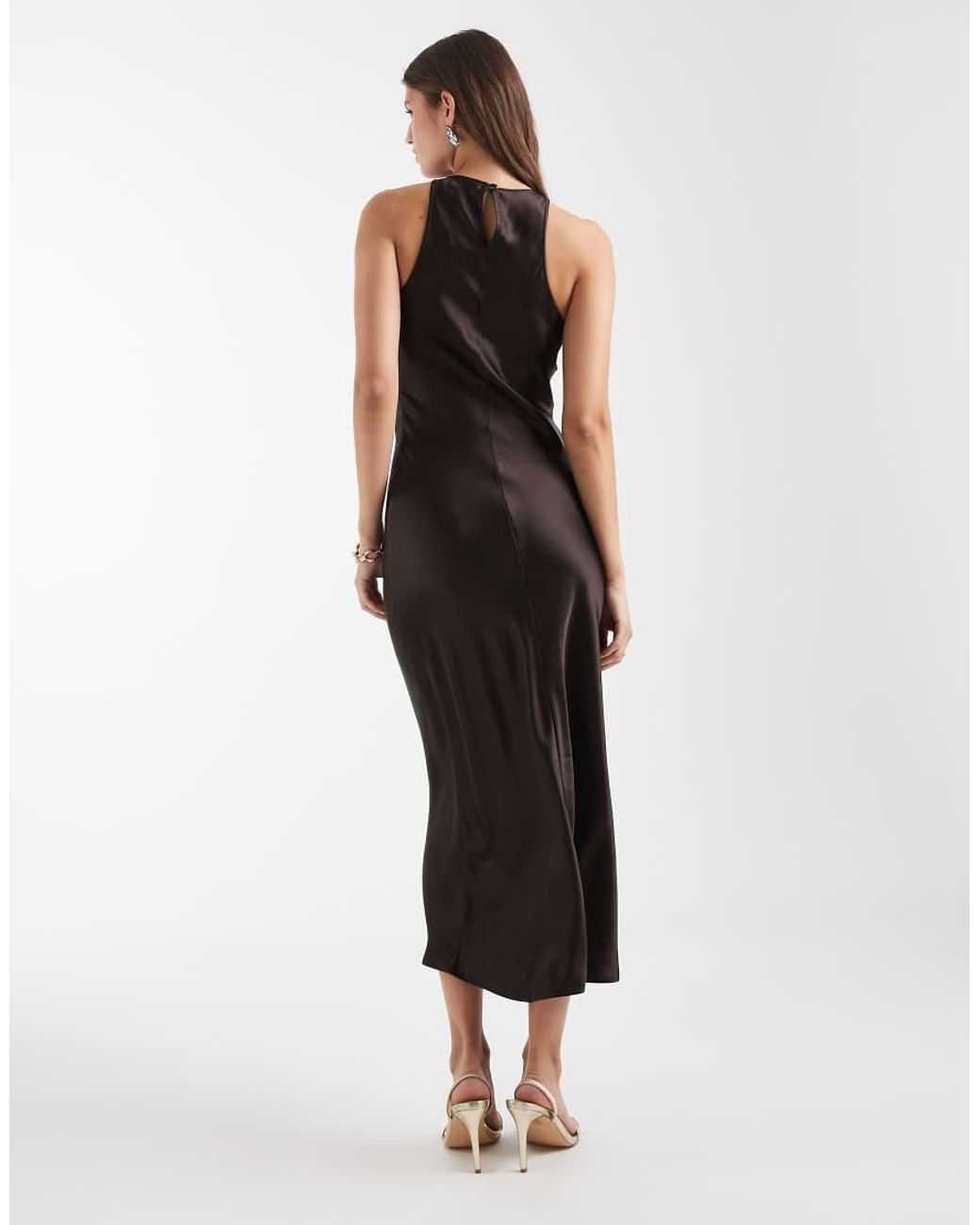 & Other Stories White Bias Cut Satin Midi Dress