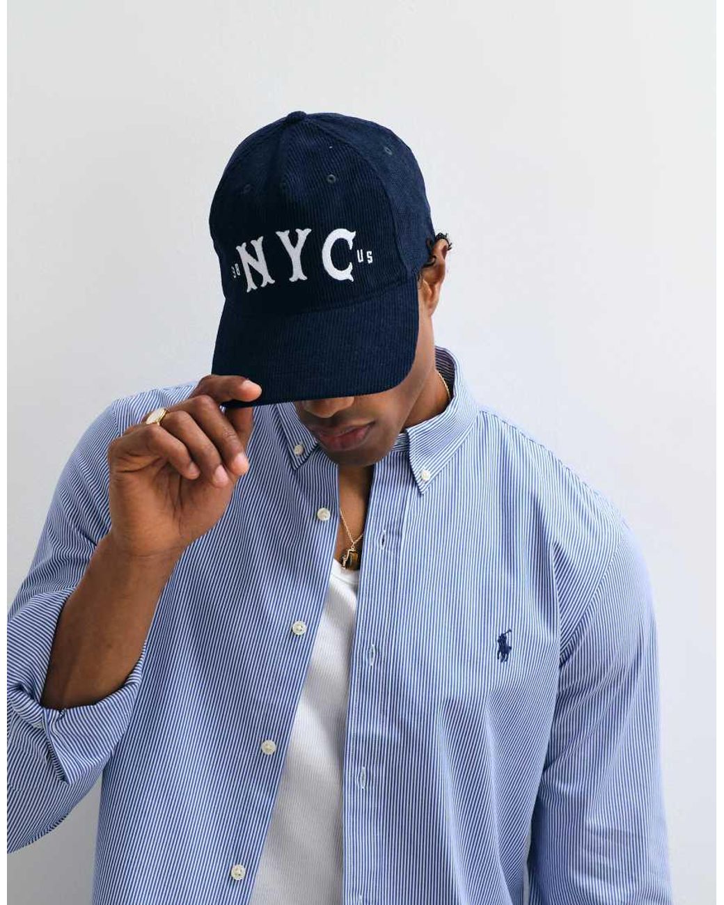 Polo Ralph Lauren Blue Icon Logo Fine Stripe Slim Fit Poplin Shirt for men