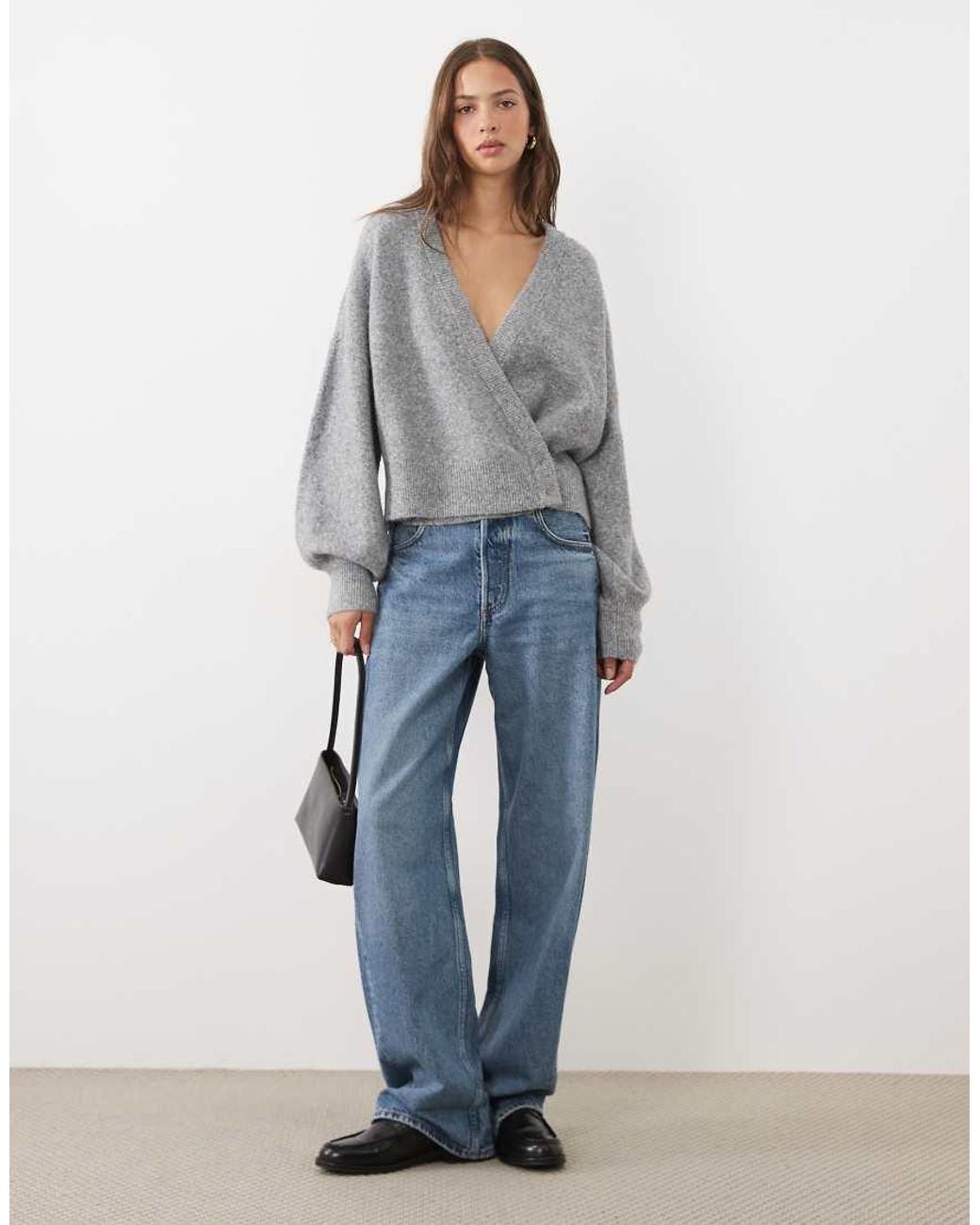 ASOS Gray Wrap Batwing Cardigan