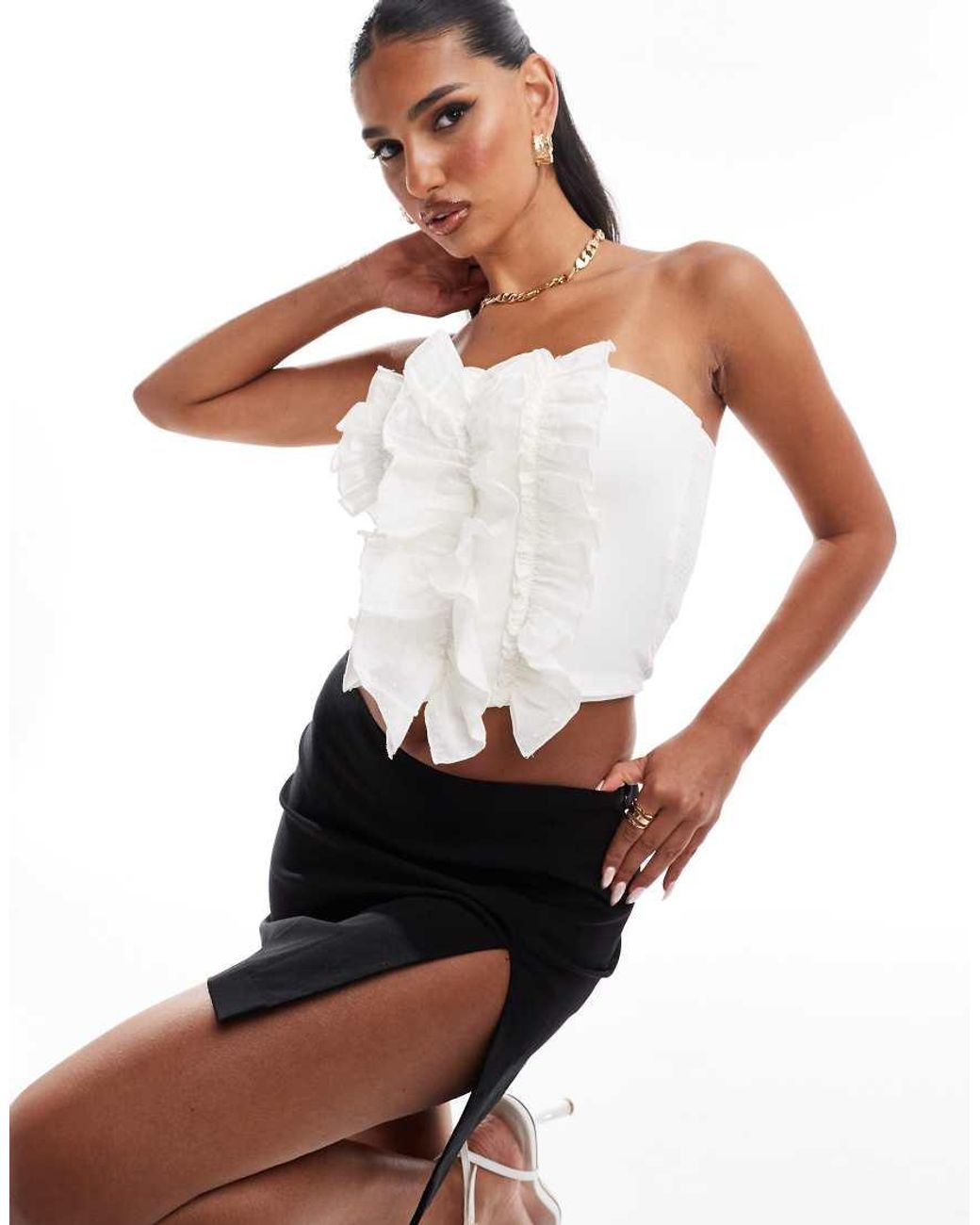 white ruffle bandeau